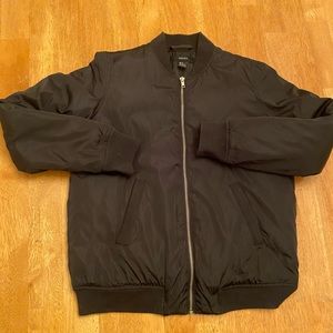 Forever 21 zip up black poly racer jacket nice S